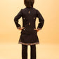 Rajwada Black Viscose Silk Embroidered Stitched Kurta Set For Kids
