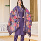 Rajwada Purple Rayon Embroidered Stitched Kurta Set For Women