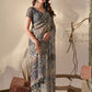 Rajwada Grey Georgette Printed Saree For Women