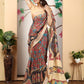 Rajwada Maroon Cotton Linen Woven Printed Saree For Women