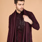 Rajwada Maroon Viscose Silk Embellished Stitched Kurta For Men