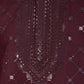 Rajwada Maroon Viscose Silk Sequins Stitched Kurta For Men