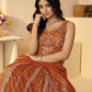 Rajwada Orange Jimmy Choo Embroidered Semi-Stitched Lehenga For Women
