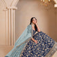 Rajwada Blue Art Silk Embroidered Semi-Stitched lehenga For Women