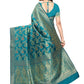 Rajwada Blue Silk Blend Embellished Saree For Women