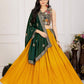Rajwada Yellow Georgette Embroidered Semi-Stitched lehenga For Women