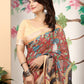 Rajwada Maroon Cotton Linen Woven Printed Saree For Women