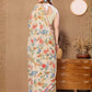 Rajwada Off White Georgette Floral Print Saree For Women
