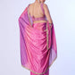 Rajwada Pink And Purple Chinon Lace Work Saree With Unstitched Blouse For Women