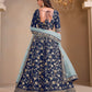 Rajwada Blue Art Silk Embroidered Semi-Stitched lehenga For Women