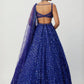 Rajwada Blue Net Embellished Semi Stitched Lehenga For Women