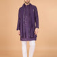 Rajwada Purple Viscose Silk Sequins Stitched Kurta For Men