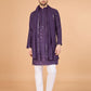 Rajwada Purple Viscose Silk Sequins Stitched Kurta For Men
