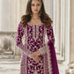 Rajwada Wine Silk Blend Embroidered Semi Stitched Kurta Set For Women
