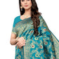 Rajwada Blue Silk Blend Embellished Saree For Women