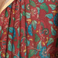 Rajwada Maroon Cotton Linen Woven Printed Saree For Women
