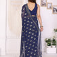 Rajwada Dark Blue Georgette Printed Saree For Women