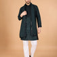 Rajwada Green Viscose Silk Embellished Stitched Kurta For Men