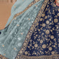 Rajwada Blue Art Silk Embroidered Semi-Stitched lehenga For Women