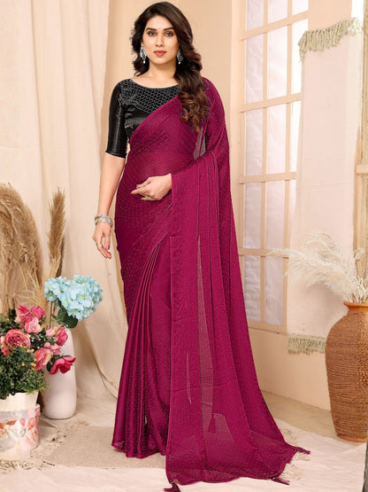 Rajwada Pink Georgette Embellished Saree For Women