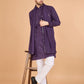 Rajwada Purple Viscose Silk Sequins Stitched Kurta For Men