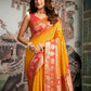 Rajwada Yellow Silk Blend Solid Saree For Women
