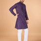 Rajwada Purple Viscose Silk Sequins Stitched Kurta For Men