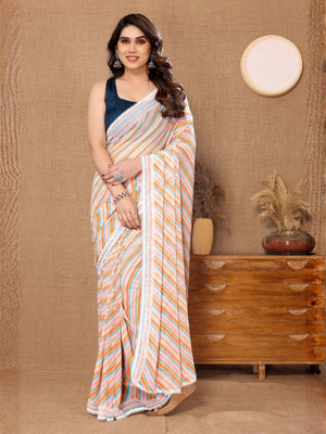 Rajwada Multicolor Georgette Floral Print Saree For Women
