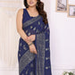 Rajwada Dark Blue Georgette Printed Saree For Women