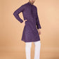 Rajwada Purple Viscose Silk Sequins Stitched Kurta For Men
