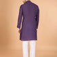 Rajwada Purple Viscose Silk Sequins Stitched Kurta For Men