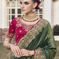 Rajwada Olive Green Satin Embroidered Saree For Women