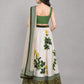 White And Green Satin Embroidered Lehenga