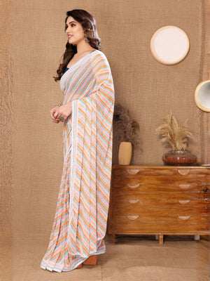 Rajwada Multicolor Georgette Floral Print Saree For Women