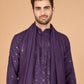 Rajwada Purple Viscose Silk Sequins Stitched Kurta For Men