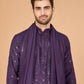 Rajwada Purple Viscose Silk Sequins Stitched Kurta For Men