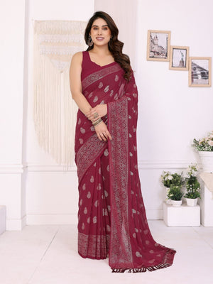 Rajwada Maroon Georgette Printed Saree For Women