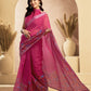 Rajwada Pink Cotton Linen Zari Work Saree For Women