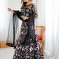 Rajwada Black Net Embellished Semi Stitched Lehenga For Women