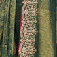 Rajwada Olive Green Satin Embroidered Saree For Women