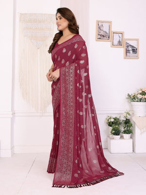 Rajwada Maroon Georgette Printed Saree For Women