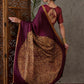 Rajwada Maroon Silk Blend Printed Elegant Saree For Women