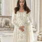 Rajwada White Silk Blend Embroidered Semi Stitched Kurta Set For Women