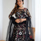 Rajwada Black Net Embellished Semi Stitched Lehenga For Women