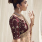 Rajwada Light Peach Net Embroidered Elegant Saree For Women