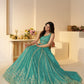 Rajwada Sky Blue Jimmy Choo Embroidered Semi-Stitched Lehenga For Women