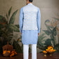 Rajwada Sky Blue Silk Blend Embellished Kurta For Men