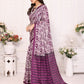 Rajwada Purple Khadi Printed Saree With Unstitched Blouse For Women