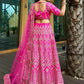 Rajwada Pink Silk Blend Embroidered Semi-Stitched Lehenga For Women