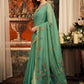 Rajwada Sage Green Cotton Blend Solid Saree For Women